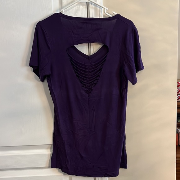 Purple open back shirt with bling - Picture 2 of 5